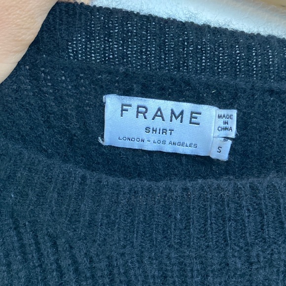 Frame Denim Cashmere Baby Wool Yak Sweater Tee Black Crew Neck Small - Picture 5 of 8